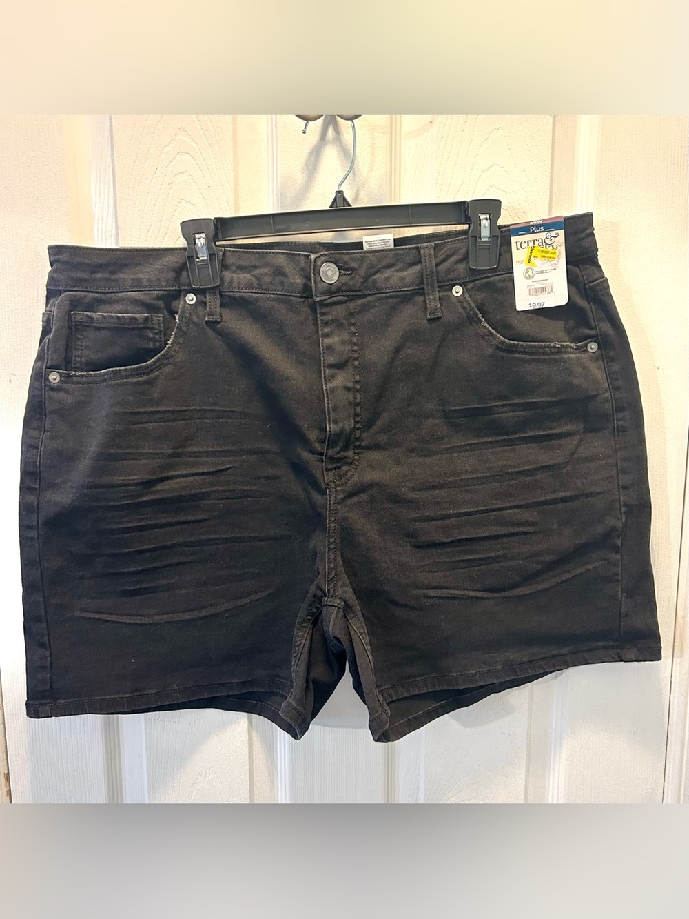 Terra & Sky Shorts Women's Size 20 Plus Black Denim NWT